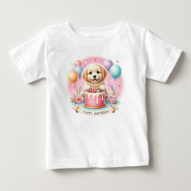 Cute Pastel Puppy Labrador - födelsedagen T Shirt (Framsida)