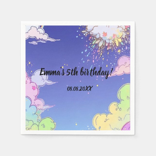 Cute Pastel Rainbow Barns födelsedag Party, anpass Pappersservett (Framsidan)