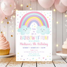 Cute Pastel Rainbow Clouds Birthday Inbjudningar