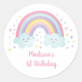 Cute Pastel Rainbow Clouds Birthday Runt Klistermärke