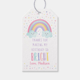 Cute Pastel Rainbow Clouds Birthday Tack Presentetikett