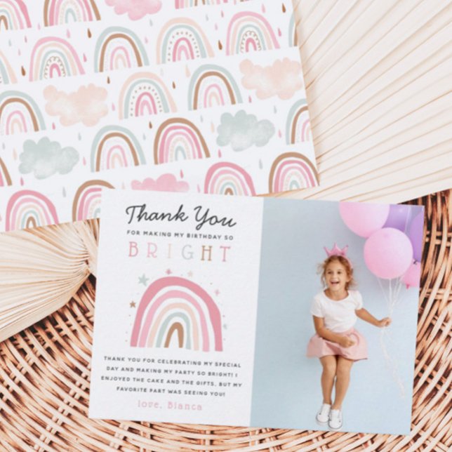 Cute Pastel Rainbow Flick kalas Photo Tack Kort (Skapare uppladdad)