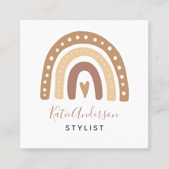 Cute Pastel Rainbow Fyrkantigt Visitkort (Framsida)