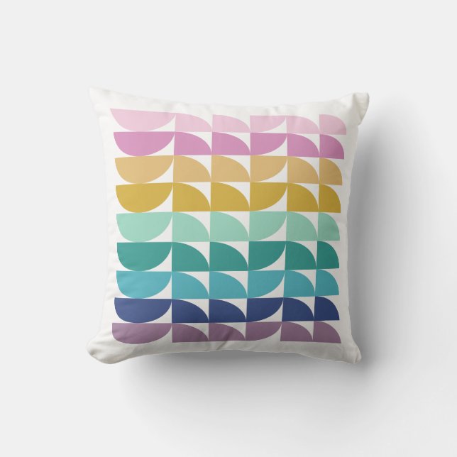 Cute Pastel Rainbow Geometric Shapes Mönster Kudde (Framsida)
