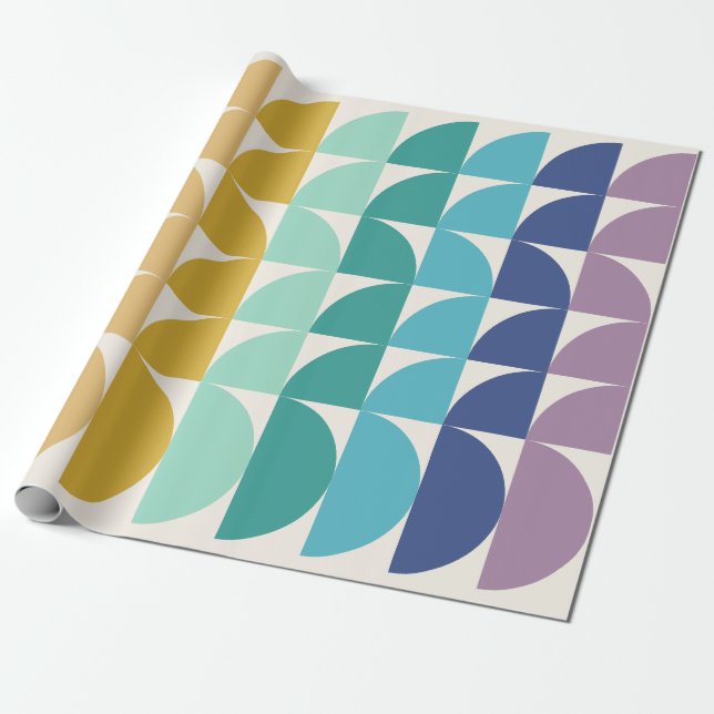 Cute Pastel Rainbow Geometric Shapes Mönster Presentpapper (Utrullad)