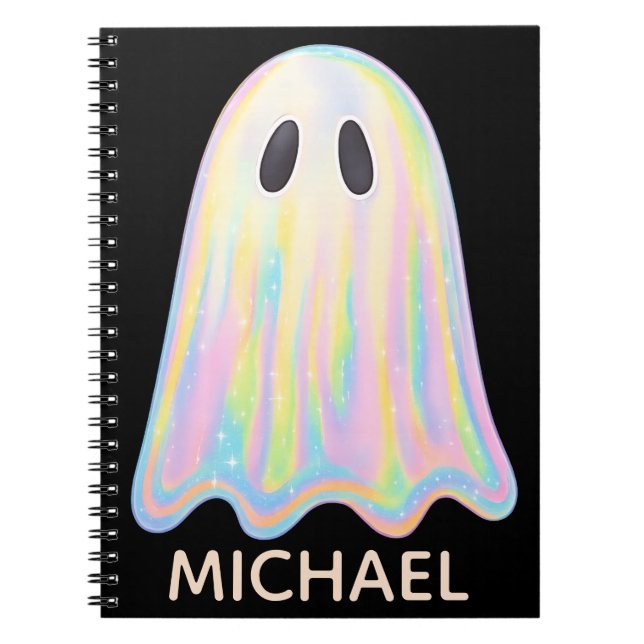 Cute Pastel Rainbow Ghost | Aesthetic Spooky Anteckningsbok (Framsidan)