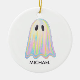 Cute Pastel Rainbow Ghost | Aesthetic Spooky Julgransprydnad Keramik
