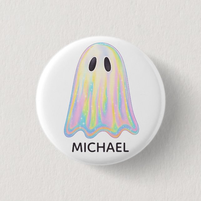 Cute Pastel Rainbow Ghost | Aesthetic Spooky Knapp (Framsida)