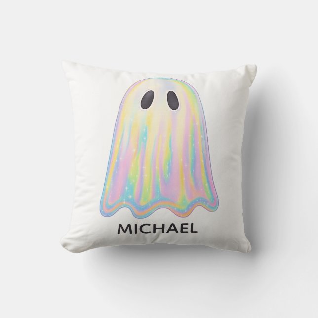 Cute Pastel Rainbow Ghost | Aesthetic Spooky Kudde (Framsida)