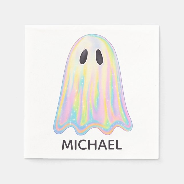 Cute Pastel Rainbow Ghost | Aesthetic Spooky Pappersservett (Framsidan)
