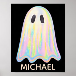 Cute Pastel Rainbow Ghost | Aesthetic Spooky Poster
