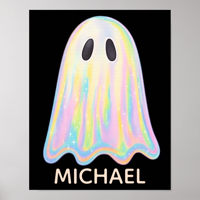 Cute Pastel Rainbow Ghost | Aesthetic Spooky Poster (Framsidan)