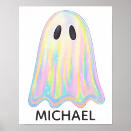 Cute Pastel Rainbow Ghost | Aesthetic Spooky Poster