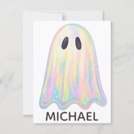 Cute Pastel Rainbow Ghost | Aesthetic Spooky Vykort