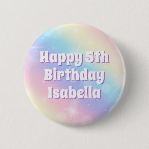 Cute Pastel Rainbow Gnistra Barns födelsedag Party Knapp