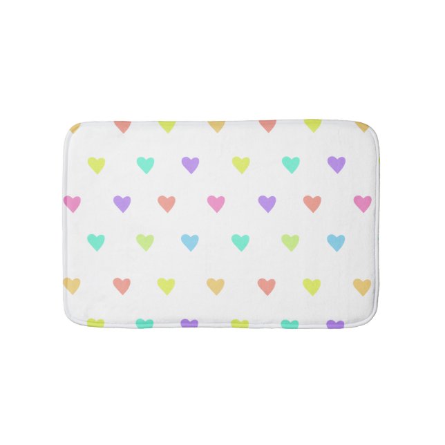 Cute Pastel Rainbow Hearts Mönster Badrumsmatta (Framsidan)