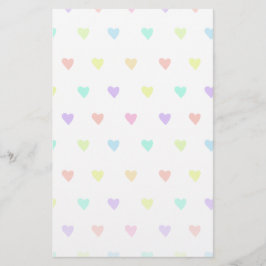 Cute Pastel Rainbow Hearts Mönster Brevpapper