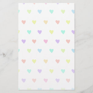 Cute Pastel Rainbow Hearts Mönster Brevpapper