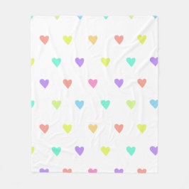 Cute Pastel Rainbow Hearts Mönster Fleecefilt