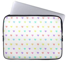 Cute Pastel Rainbow Hearts Mönster Laptop Fodral