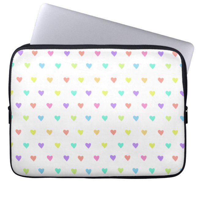 Cute Pastel Rainbow Hearts Mönster Laptop Fodral (Framsidan)