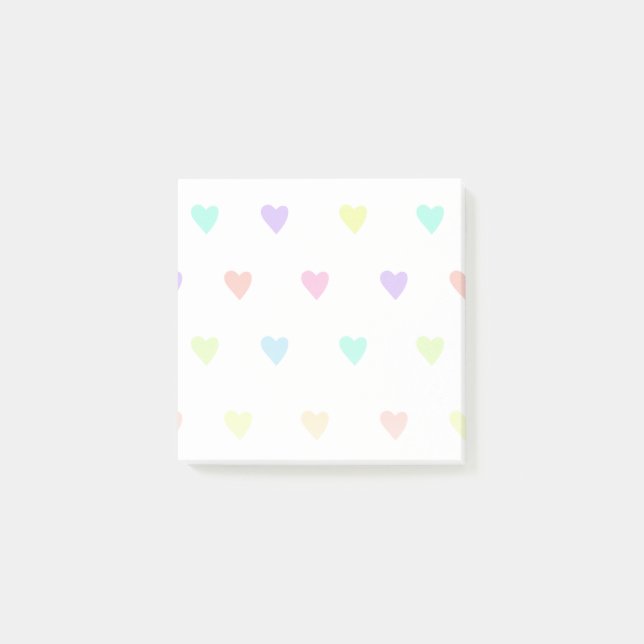 Cute Pastel Rainbow Hearts Mönster Post-it Block (Framsida)