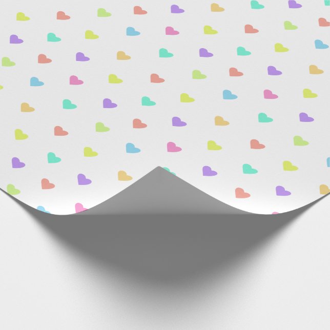 Cute Pastel Rainbow Hearts Mönster Presentpapper (Hörn)