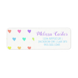 Cute Pastel Rainbow Hearts Mönster Returadress Etikett