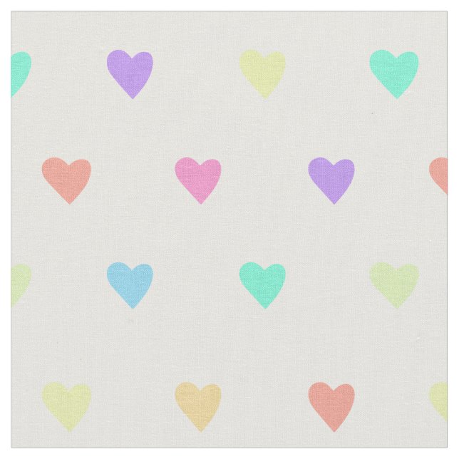 Cute Pastel Rainbow Hearts Mönster Tyg (Närbild)