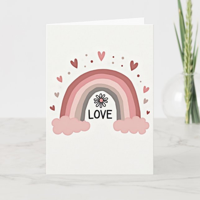 Cute Pastel Rainbow Love Card Kort (Framsida)