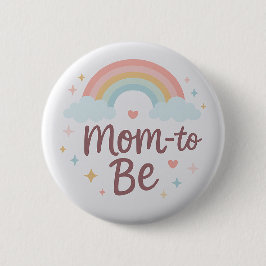 Cute Pastel Rainbow Mom to Be  Button Knapp
