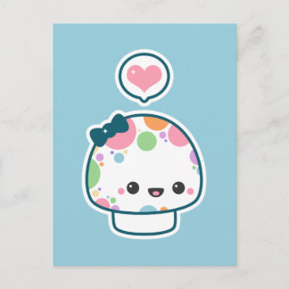 Cute Pastel Rainbow Polka Doted Mushroom Vykort