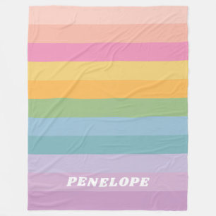 Cute Pastel Rainbow Rand Personlig Namn Fleecefilt