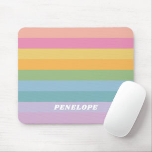 Cute Pastel Rainbow Rand Personlig Namn Musmatta