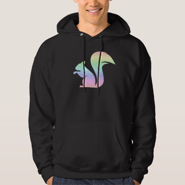 Cute Pastel Rainbow Squirrel Hoodie (Framsida)