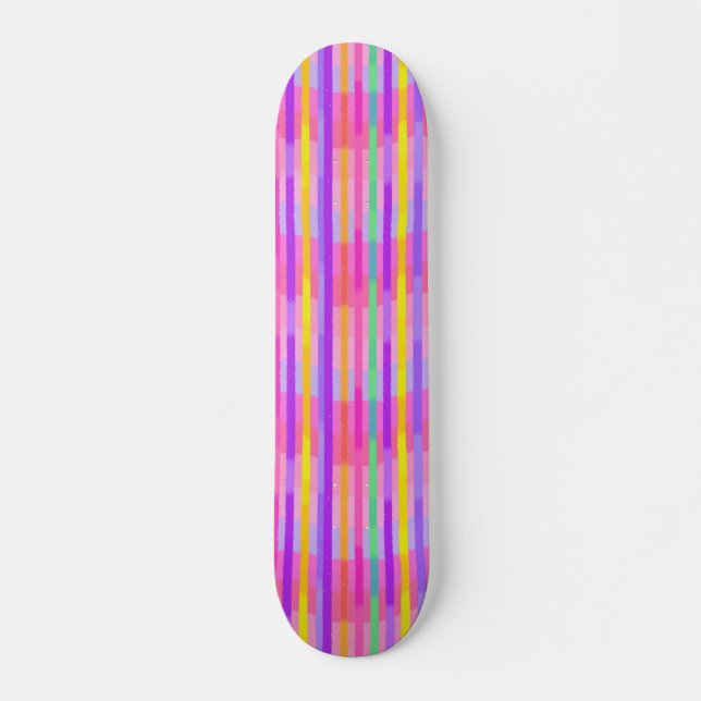 Cute Pastel Rainbow Stripes Mini Skateboard Bräda 18,5 Cm (Framsida)