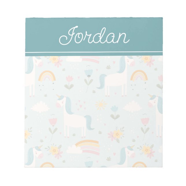 Cute pastel Rainbow Unicorn Mönster Anteckningsblock (Framsida)
