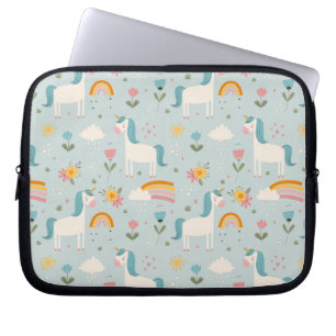 Cute pastel Rainbow Unicorn Mönster Laptop Fodral