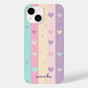Cute Pastel Rand Hearts Polka dots Monogram