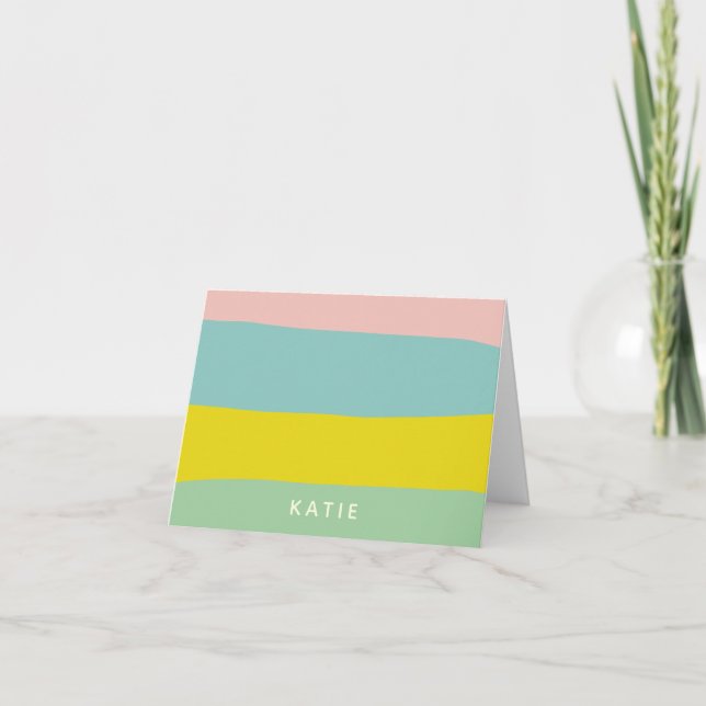 Cute Pastel Rand Personlig Stationery Namn Anteckningskort (Framsida)