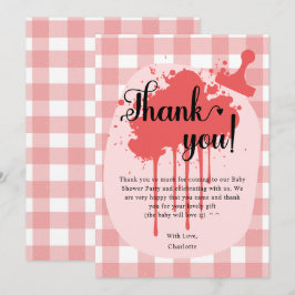 Cute Pastel Red Gingham Baby Shower Tack Kort