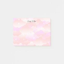 Cute Pastel Rosa Aesthetic Cloud Stars Anpassnings Post-it Block