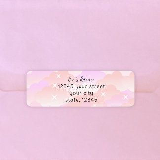 Cute Pastel Rosa Aesthetic Clouds Returadress Etikett