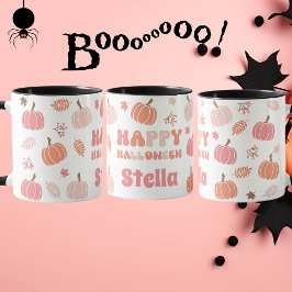 Cute Pastel Rosa and Peach Pumpkin Halloween Mugg