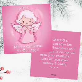 Cute Pastel Rosa Angel, Girls jul Julkort