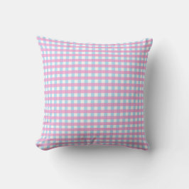 Cute Pastel Rosa Blue Gingham Check Kudde