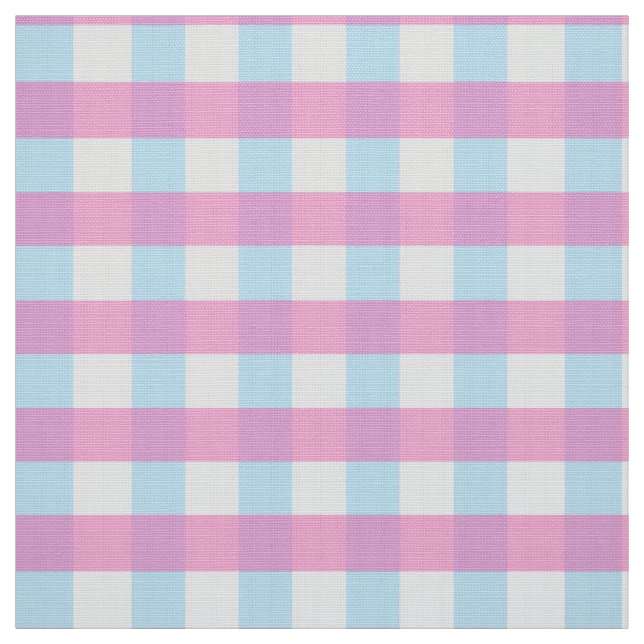 Cute Pastel Rosa Blue Gingham Check Tyg (Provkarta)