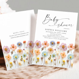 Cute Pastel Rosa Boho Vild Flowers Baby Shower Inbjudningar