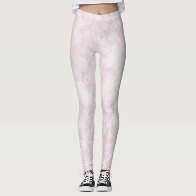 Cute Pastel Rosa Bokeh Leggings (Framsida)