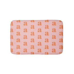 Cute Pastel Rosa Coral Monogram Mönster Badrumsmatta